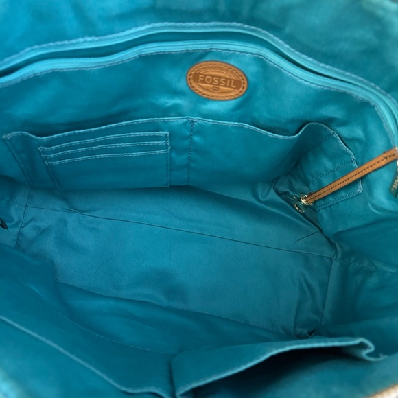 Fossil Sydney Leather Shopper Tote Heart Print Valentines Day - Picture 8 of 13